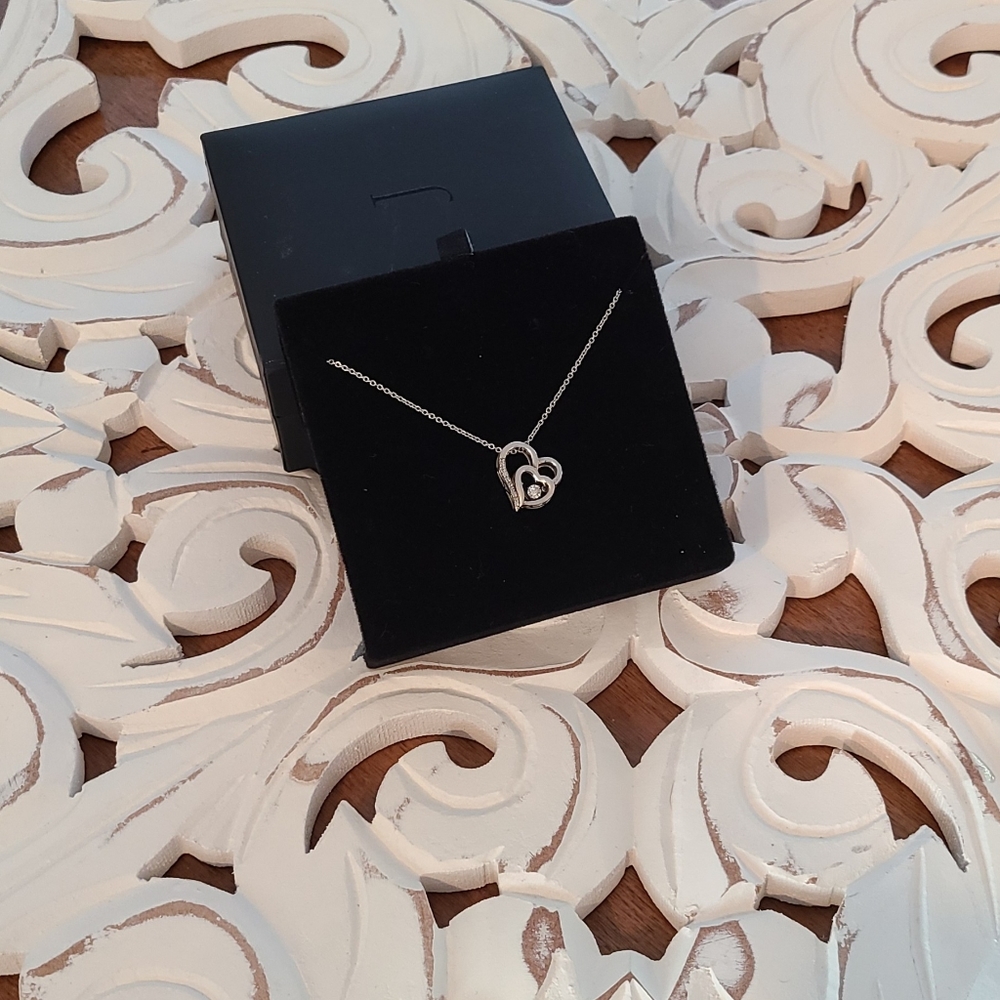 Silver Double Heart 💕 with Pendant